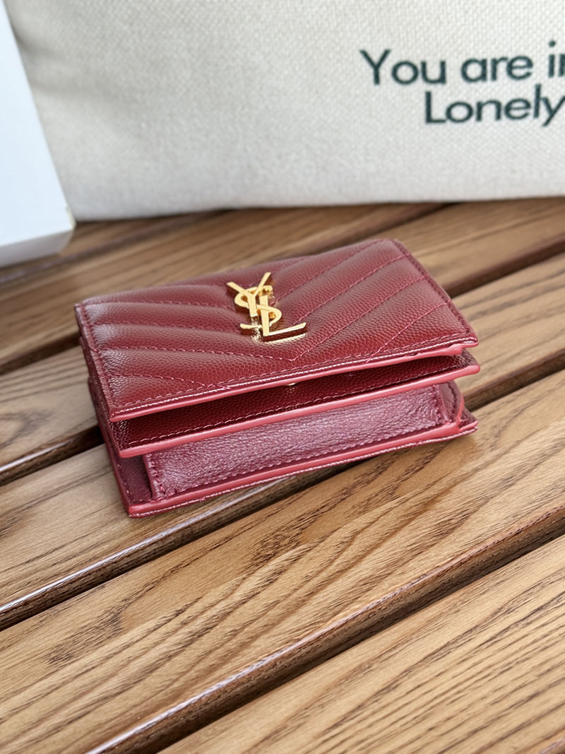 最高級サンローランスーパーコピー サンローラン 財布 ミニ モノグラム ウォレット ROUGE MERLOT 668290BOWA16592 牛革 ゴールド金具 - 画像 (8)