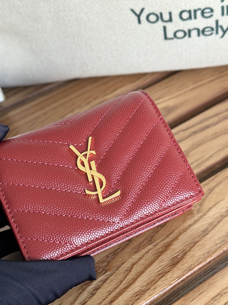 最高級サンローランスーパーコピー サンローラン 財布 ミニ モノグラム ウォレット ROUGE MERLOT 668290BOWA16592 牛革 ゴールド金具 - 画像 (6)