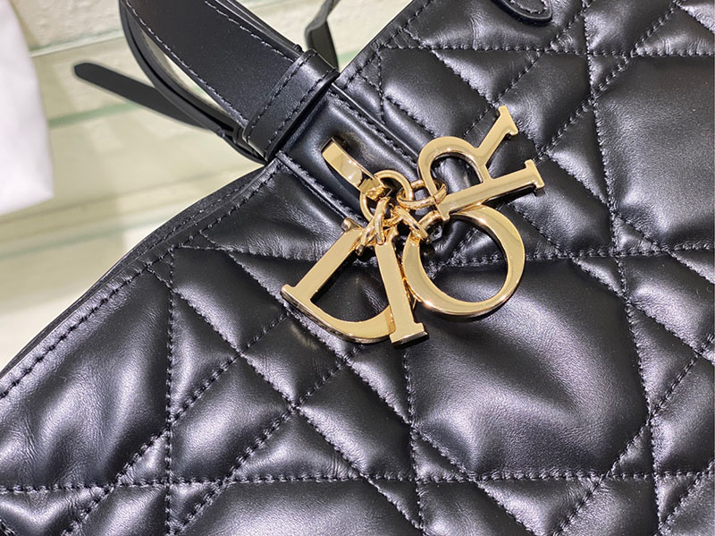 超N品 ディオールバッグコピー Dior Toujours バッグ ラージ M2820OSHJ_M900 黒 ブラック カーフスキン ゴールド金具 - 画像 (6)