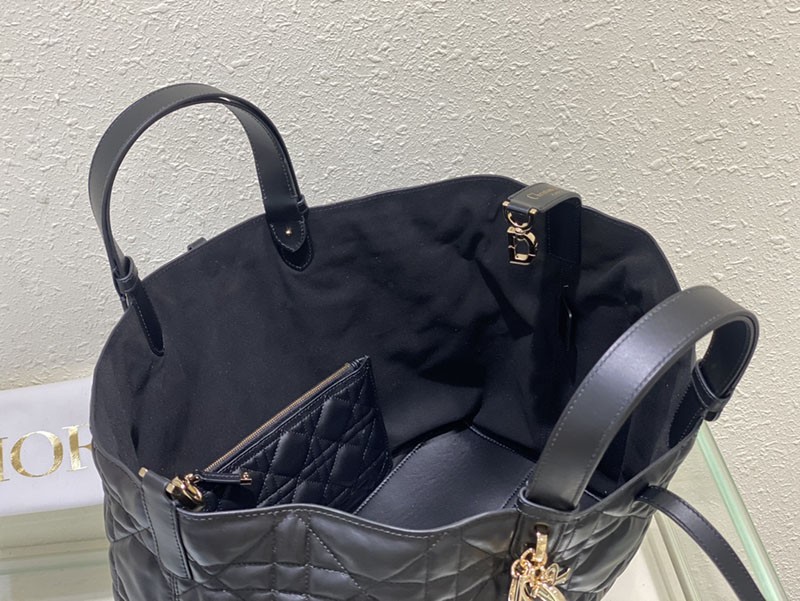 超N品 ディオールバッグコピー Dior Toujours バッグ ラージ M2820OSHJ_M900 黒 ブラック カーフスキン ゴールド金具 - 画像 (3)