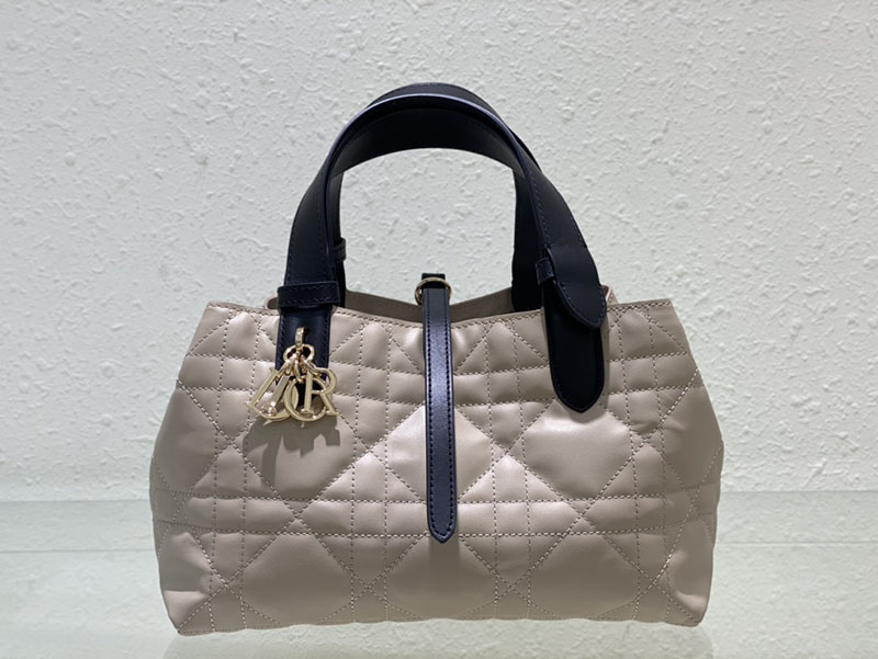 超N品 ディオールバッグコピー Dior Toujours バッグ スモール M2822OSIY_M963 黒 ブラックxパウダーベージュ カーフスキン ゴールド金具 - 画像 (8)