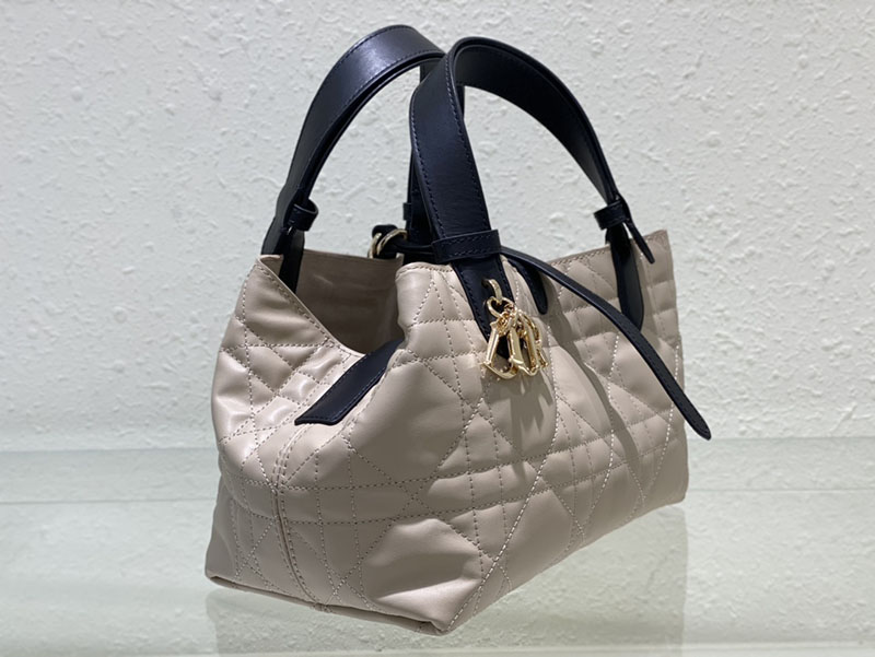 超N品 ディオールバッグコピー Dior Toujours バッグ スモール M2822OSIY_M963 黒 ブラックxパウダーベージュ カーフスキン ゴールド金具 - 画像 (7)