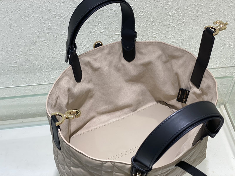超N品 ディオールバッグコピー Dior Toujours バッグ ミディアム M2821OSIY_M963 黒 ブラックxパウダーベージュ カーフスキン ゴールド金具 - 画像 (3)