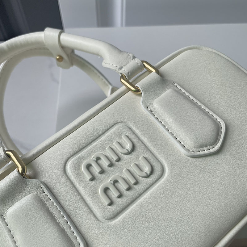 N品 MiuMiu ミュウミュウ アルカディ レザー バッグ 5BB142_2F8K_F0009_V_OOO ホワイト ゴールド金具 激安優良店 - 画像 (6)