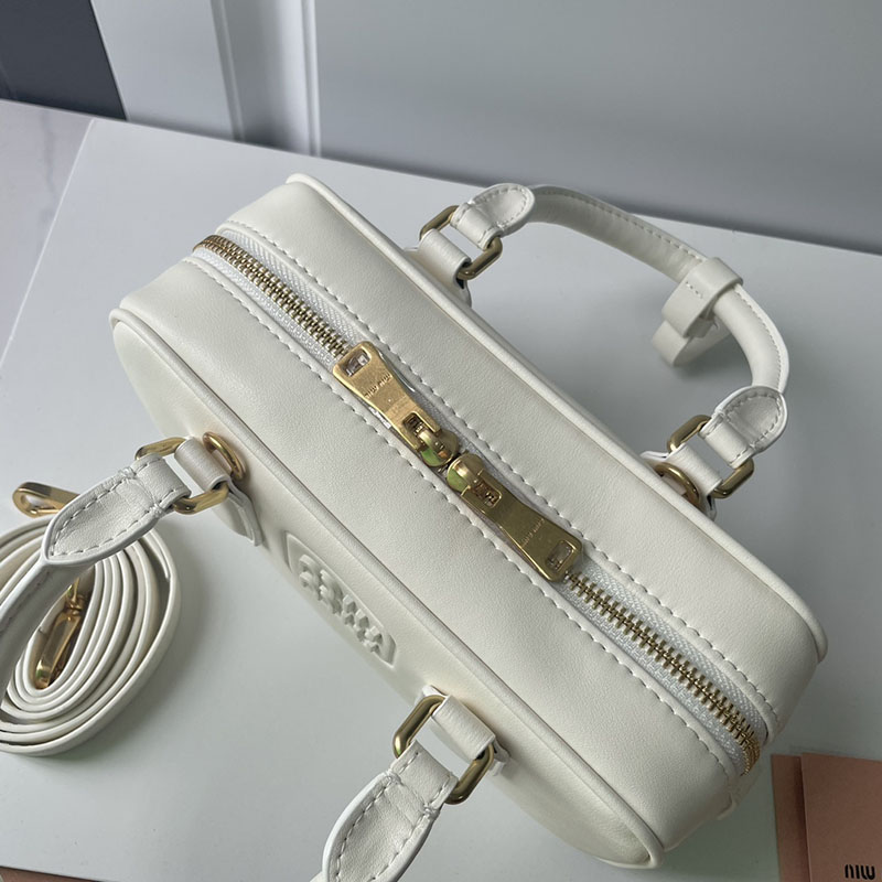 N品 MiuMiu ミュウミュウ アルカディ レザー バッグ 5BB142_2F8K_F0009_V_OOO ホワイト ゴールド金具 激安優良店 - 画像 (4)