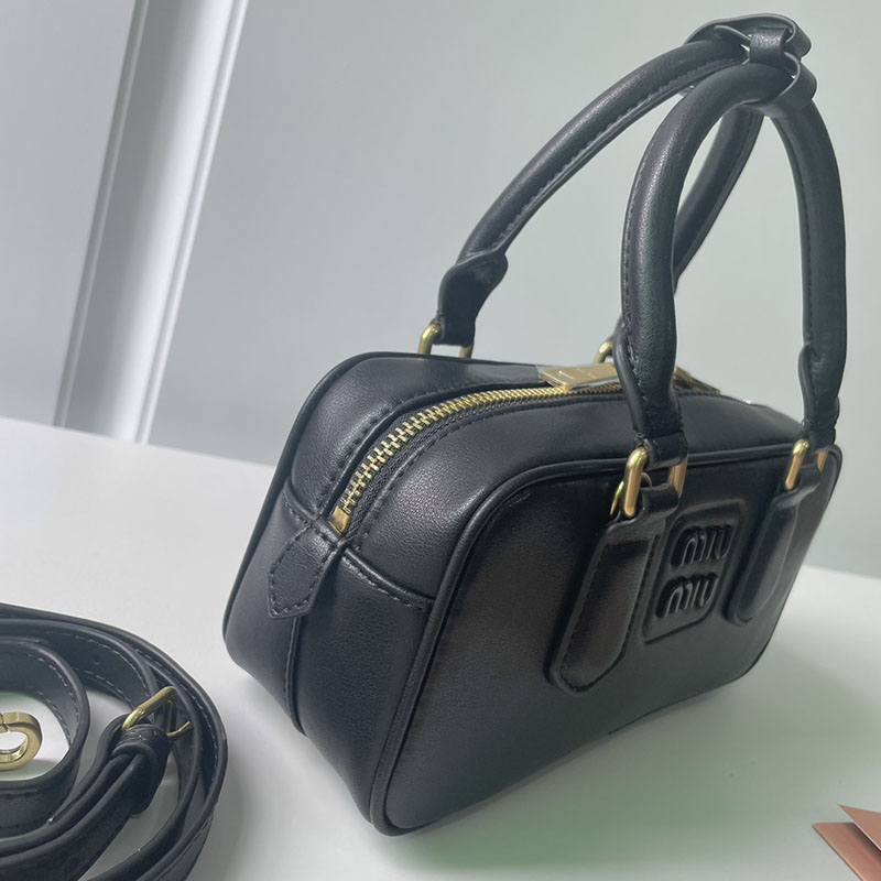 N品 MiuMiu ミュウミュウ アルカディ レザー バッグ 5BB142_2F8K_F0002_V_OOO ブラック ゴールド金具 激安優良店 - 画像 (7)