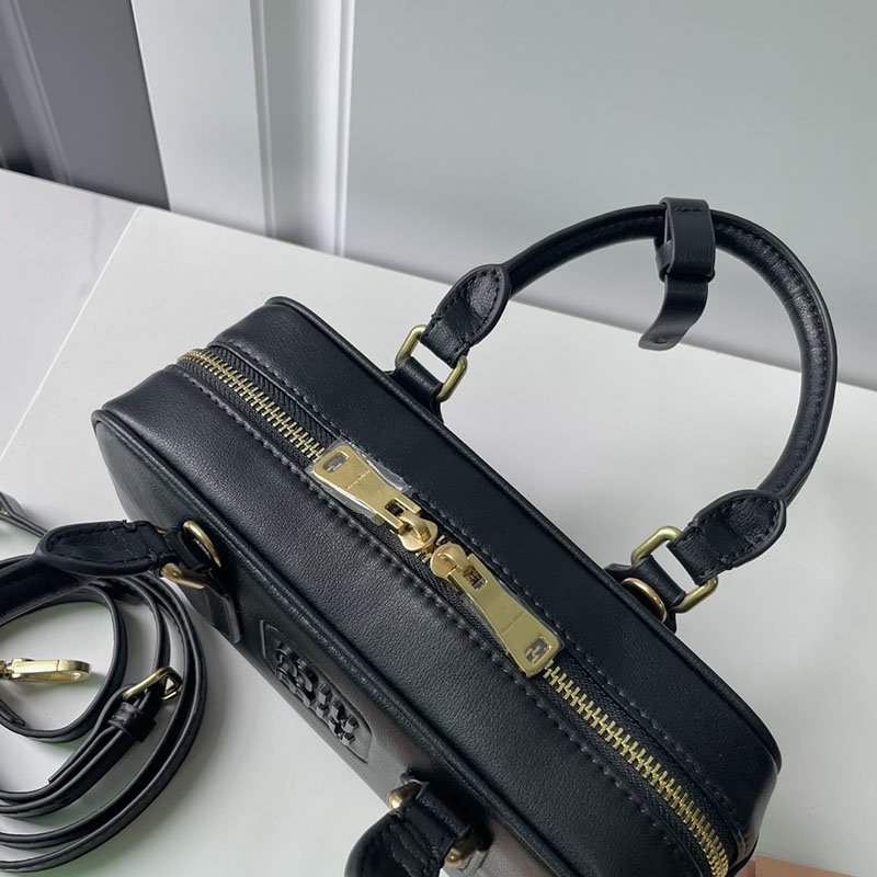 N品 MiuMiu ミュウミュウ アルカディ レザー バッグ 5BB142_2F8K_F0002_V_OOO ブラック ゴールド金具 激安優良店 - 画像 (4)