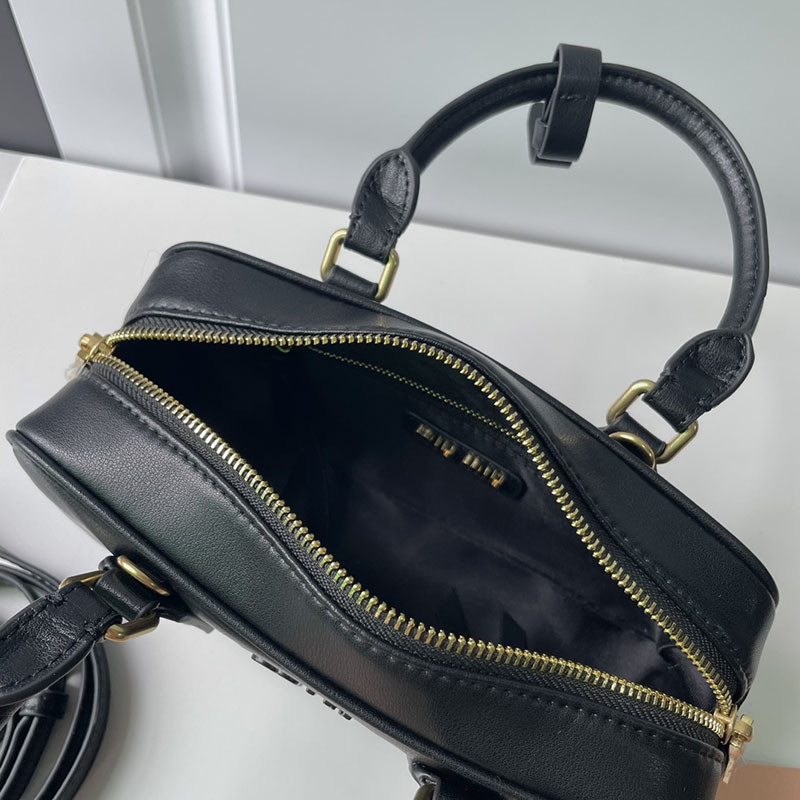 N品 MiuMiu ミュウミュウ アルカディ レザー バッグ 5BB142_2F8K_F0002_V_OOO ブラック ゴールド金具 激安優良店 - 画像 (3)