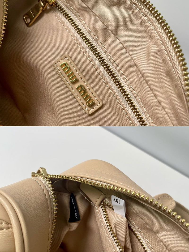N品 MiuMiu ミュウミュウ アルカディ マテラッセレザー バッグ 5BB142_N88_F0036_V_OON サンドベージュ ゴールド金具 激安優良店 - 画像 (2)