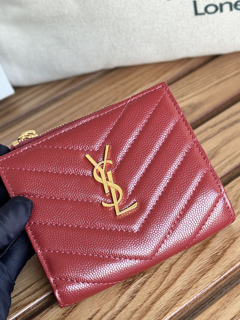 最高級サンローランスーパーコピー レディース サンローラン 財布 モノグラム バイフォールドウォレット ROUGE MERLOT 575879BOW016592 カーフスキン ゴールド金具 - 画像 (6)