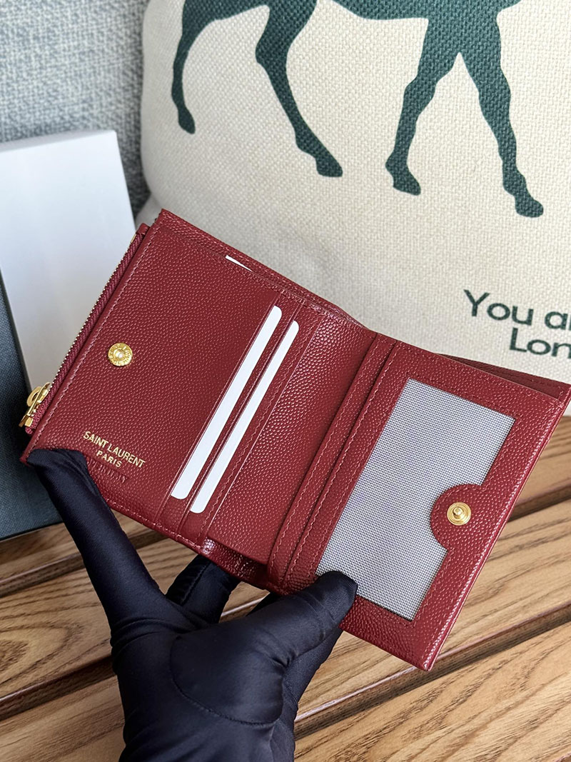 最高級サンローランスーパーコピー レディース サンローラン 財布 モノグラム バイフォールドウォレット ROUGE MERLOT 575879BOW016592 カーフスキン ゴールド金具 - 画像 (5)