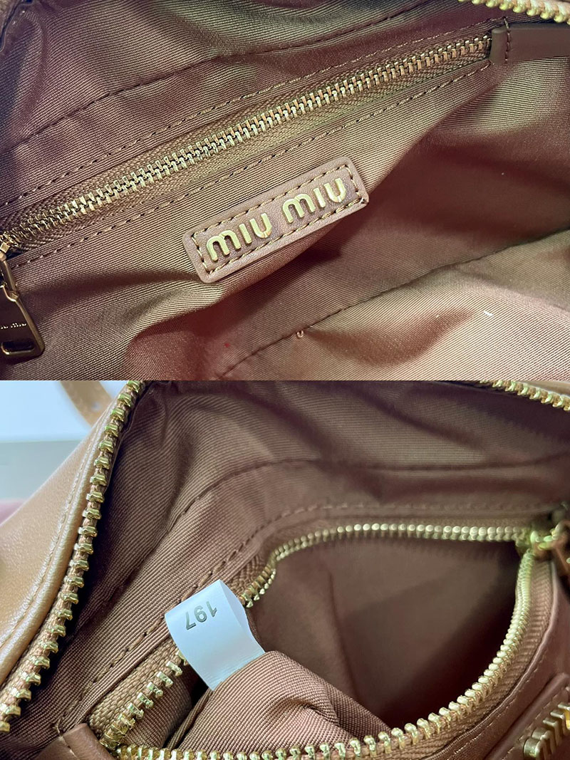 N品 MiuMiu ミュウミュウ アルカディ マテラッセレザー バッグ 5BB142_N88_F098L_V_OON キャメル ゴールド金具 激安優良店 - 画像 (2)