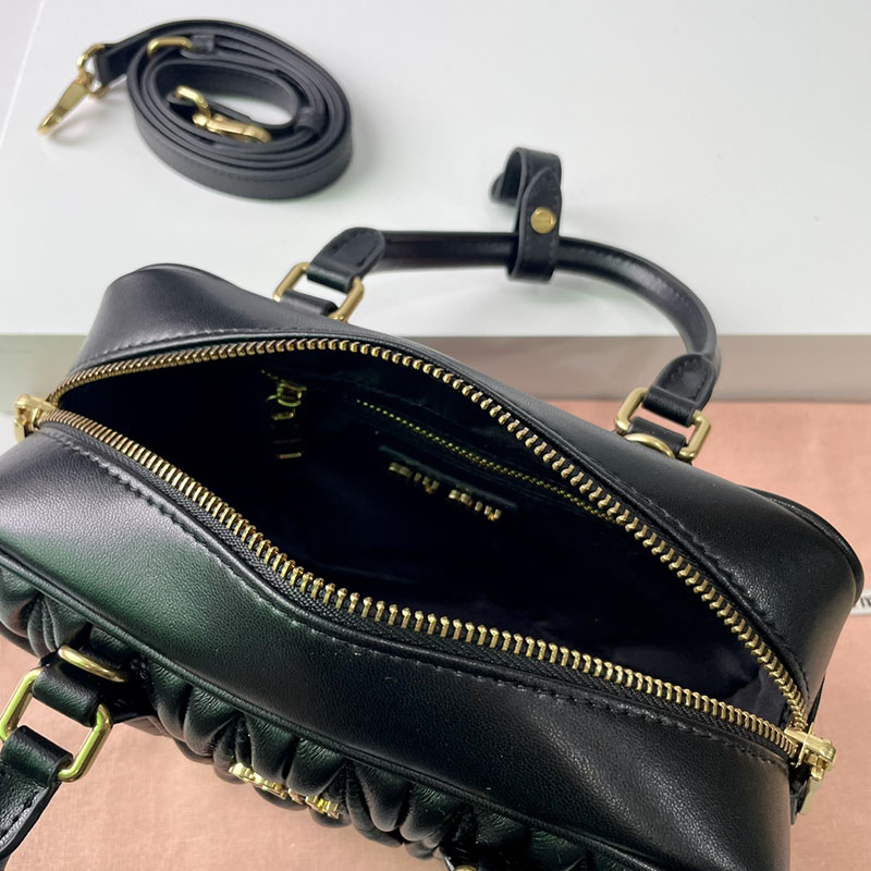 N品 MiuMiu ミュウミュウ アルカディ マテラッセレザー バッグ 5BB142_N88_F0002_V_OON ブラック ゴールド金具 激安優良店 - 画像 (3)