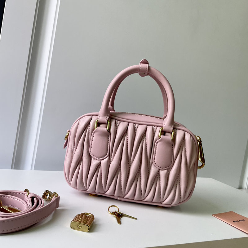 N品 MiuMiu ミュウミュウ アルカディ マテラッセレザー バッグ 5BB123_N88_F0E18_V_YON ピンク ゴールド金具 激安優良店 - 画像 (8)