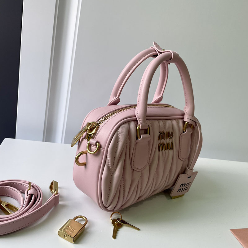 N品 MiuMiu ミュウミュウ アルカディ マテラッセレザー バッグ 5BB123_N88_F0E18_V_YON ピンク ゴールド金具 激安優良店 - 画像 (7)