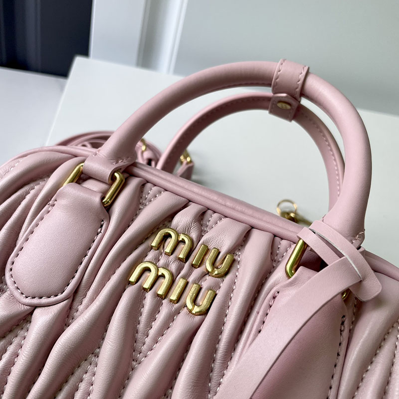 N品 MiuMiu ミュウミュウ アルカディ マテラッセレザー バッグ 5BB123_N88_F0E18_V_YON ピンク ゴールド金具 激安優良店 - 画像 (6)