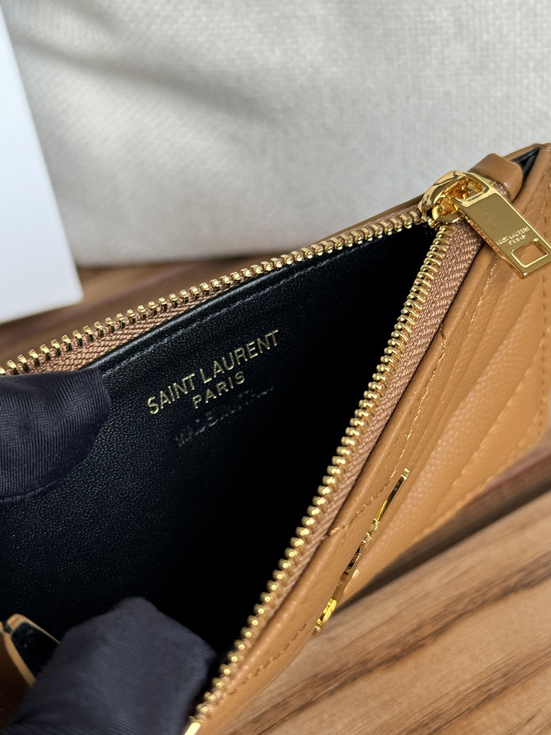 最高級サンローランスーパーコピー YSL モノグラム フラグメント ジップカードケース レディース DARK NATURAL 607915BOW012516 カーフスキンレザー ゴールド金具 - 画像 (2)