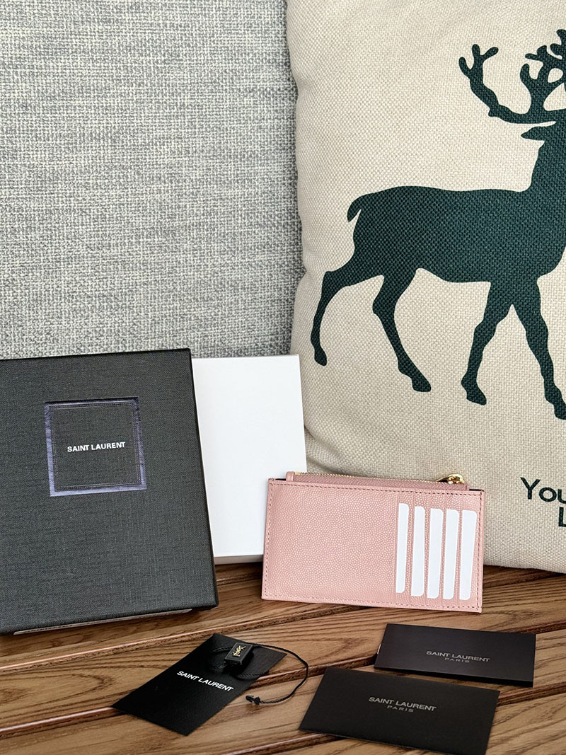 最高級サンローランスーパーコピー YSL モノグラム フラグメント ジップカードケース レディース ピンク 607915BOW015000 カーフスキンレザー ゴールド金具 - 画像 (9)