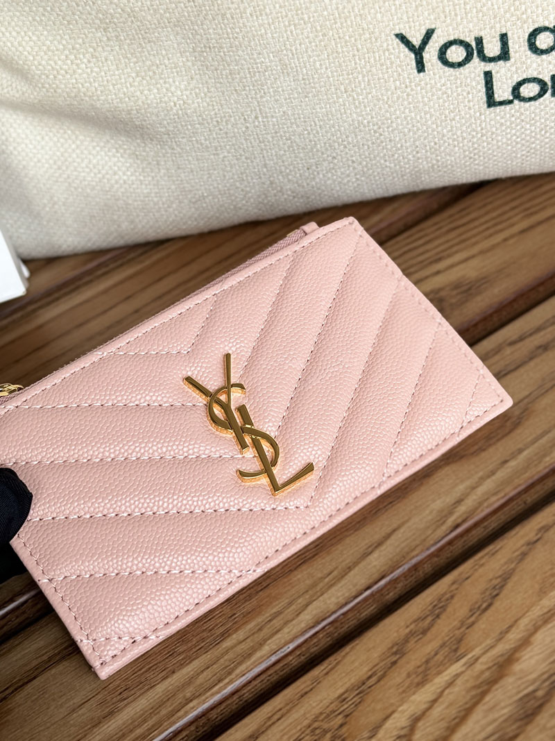最高級サンローランスーパーコピー YSL モノグラム フラグメント ジップカードケース レディース ピンク 607915BOW015000 カーフスキンレザー ゴールド金具 - 画像 (6)