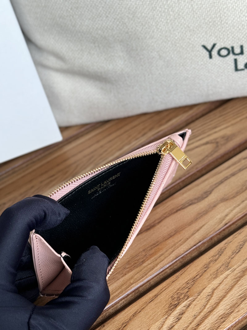 最高級サンローランスーパーコピー YSL モノグラム フラグメント ジップカードケース レディース ピンク 607915BOW015000 カーフスキンレザー ゴールド金具 - 画像 (4)