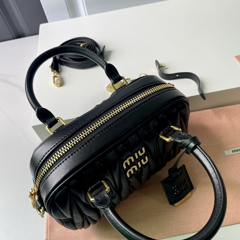 N品 MiuMiu ミュウミュウ アルカディ マテラッセレザー バッグ 5BB123_N88_F0002_V_YON ブラック ゴールド金具 激安優良店 - 画像 (4)