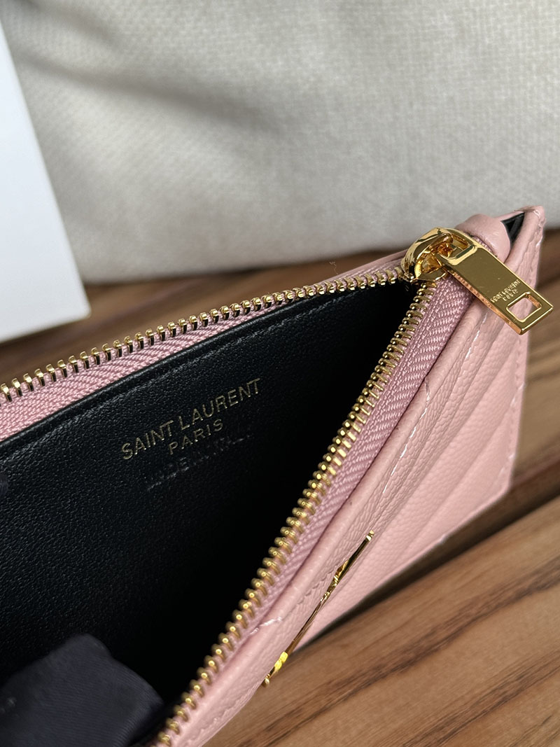 最高級サンローランスーパーコピー YSL モノグラム フラグメント ジップカードケース レディース ピンク 607915BOW015000 カーフスキンレザー ゴールド金具 - 画像 (3)
