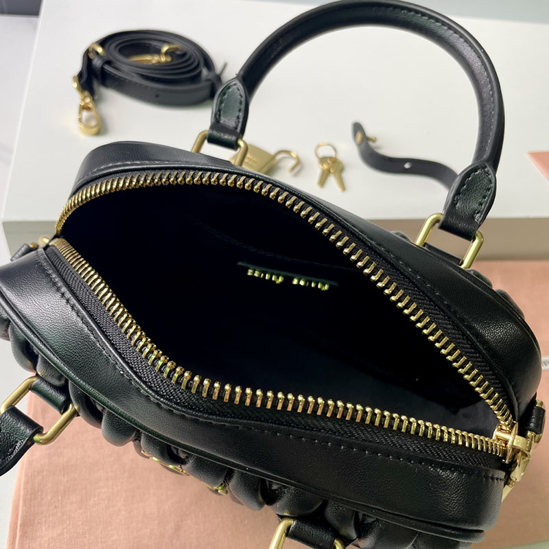 N品 MiuMiu ミュウミュウ アルカディ マテラッセレザー バッグ 5BB123_N88_F0002_V_YON ブラック ゴールド金具 激安優良店 - 画像 (3)