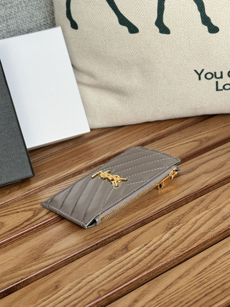 最高級サンローランスーパーコピー YSL モノグラム フラグメント ジップカードケース レディース フォグ 607915BOW011202 カーフスキンレザー ゴールド金具 - 画像 (8)
