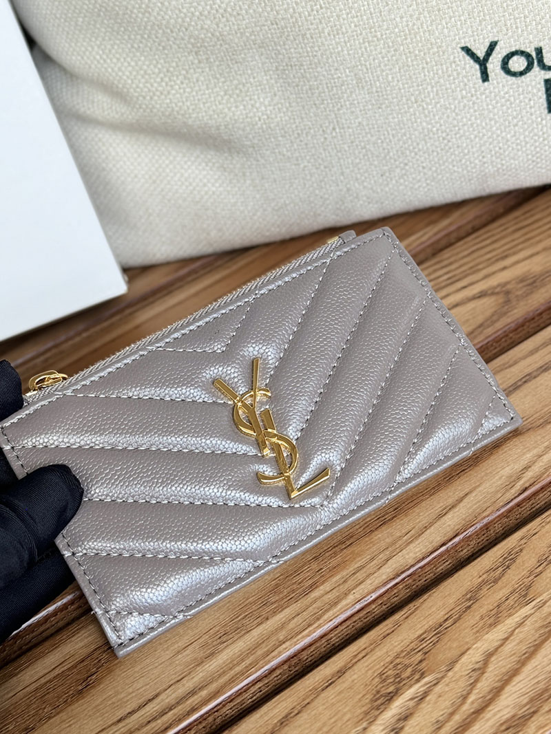最高級サンローランスーパーコピー YSL モノグラム フラグメント ジップカードケース レディース フォグ 607915BOW011202 カーフスキンレザー ゴールド金具 - 画像 (6)