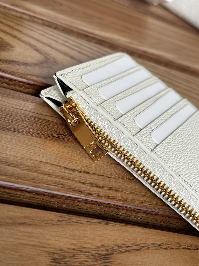 最高級サンローランスーパーコピー YSL モノグラム フラグメント ジップカードケース レディース オフホワイト 607915BOW019207 カーフスキンレザー ゴールド金具 - 画像 (6)