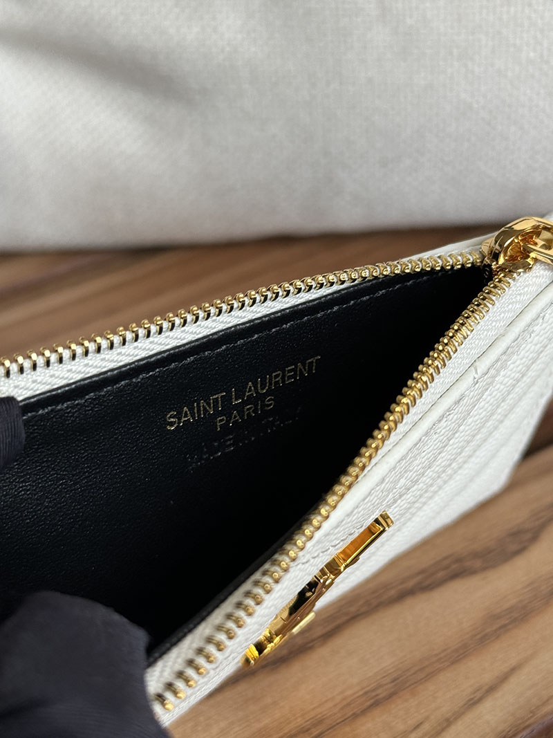最高級サンローランスーパーコピー YSL モノグラム フラグメント ジップカードケース レディース オフホワイト 607915BOW019207 カーフスキンレザー ゴールド金具 - 画像 (4)