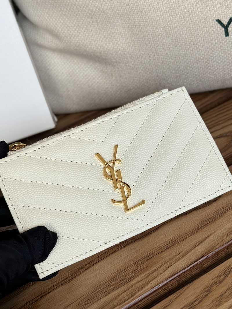 最高級サンローランスーパーコピー YSL モノグラム フラグメント ジップカードケース レディース オフホワイト 607915BOW019207 カーフスキンレザー ゴールド金具 - 画像 (2)