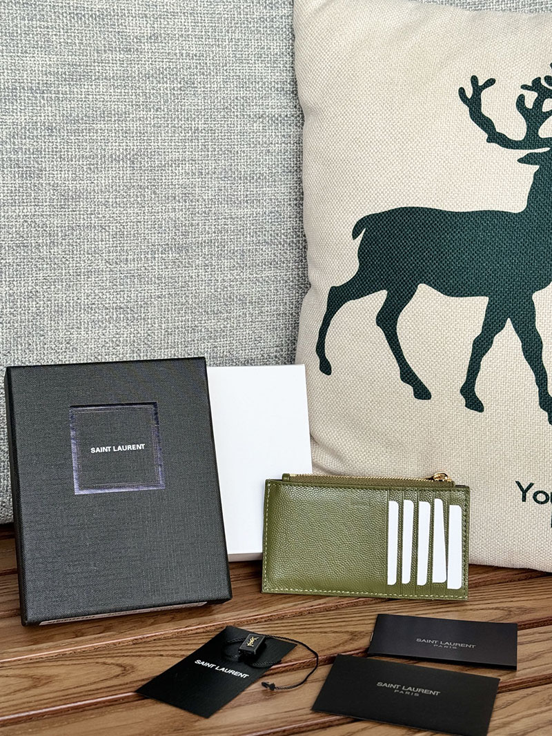 最高級サンローランスーパーコピー YSL モノグラム フラグメント ジップカードケース レディース グリーン 607915BOW013333 カーフスキンレザー ゴールド金具 - 画像 (9)