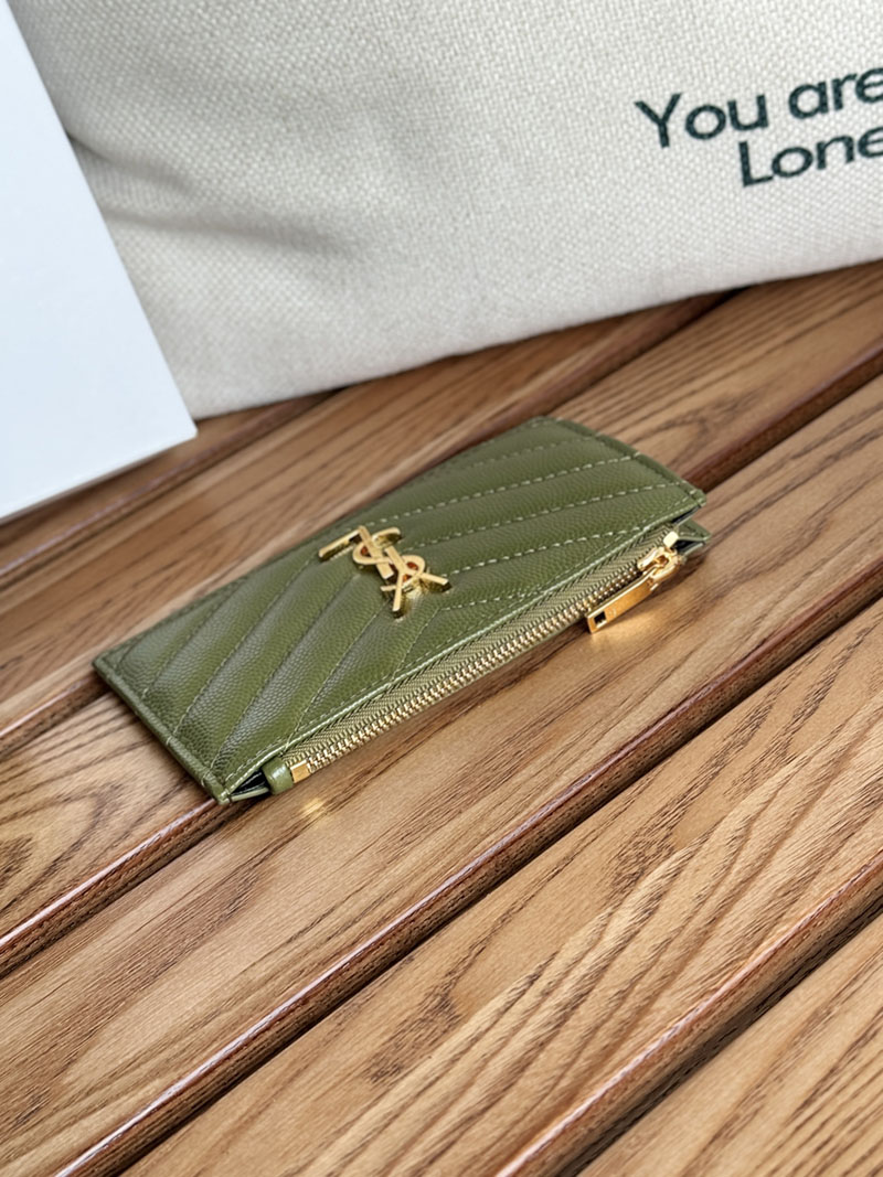 最高級サンローランスーパーコピー YSL モノグラム フラグメント ジップカードケース レディース グリーン 607915BOW013333 カーフスキンレザー ゴールド金具 - 画像 (8)