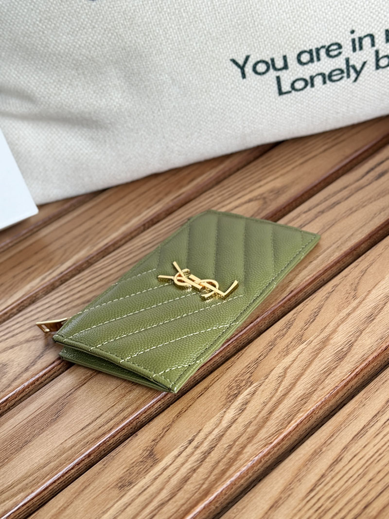 最高級サンローランスーパーコピー YSL モノグラム フラグメント ジップカードケース レディース グリーン 607915BOW013333 カーフスキンレザー ゴールド金具 - 画像 (7)