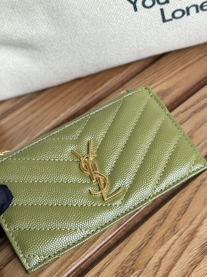 最高級サンローランスーパーコピー YSL モノグラム フラグメント ジップカードケース レディース グリーン 607915BOW013333 カーフスキンレザー ゴールド金具 - 画像 (6)