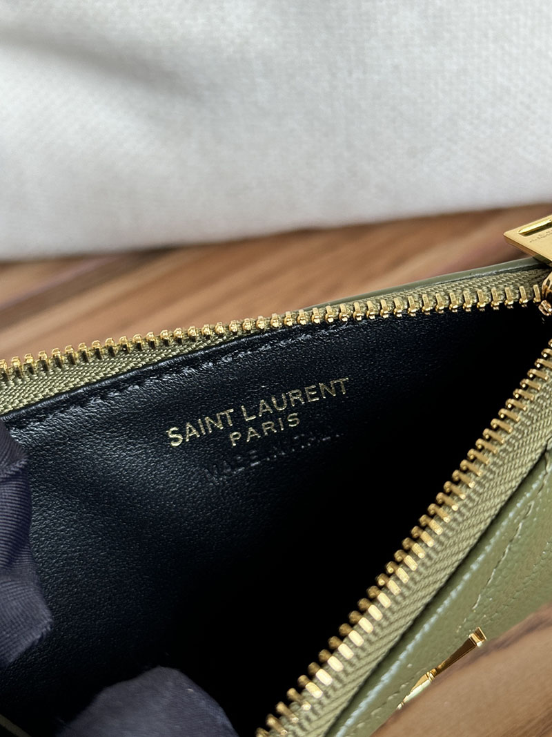 最高級サンローランスーパーコピー YSL モノグラム フラグメント ジップカードケース レディース グリーン 607915BOW013333 カーフスキンレザー ゴールド金具 - 画像 (4)