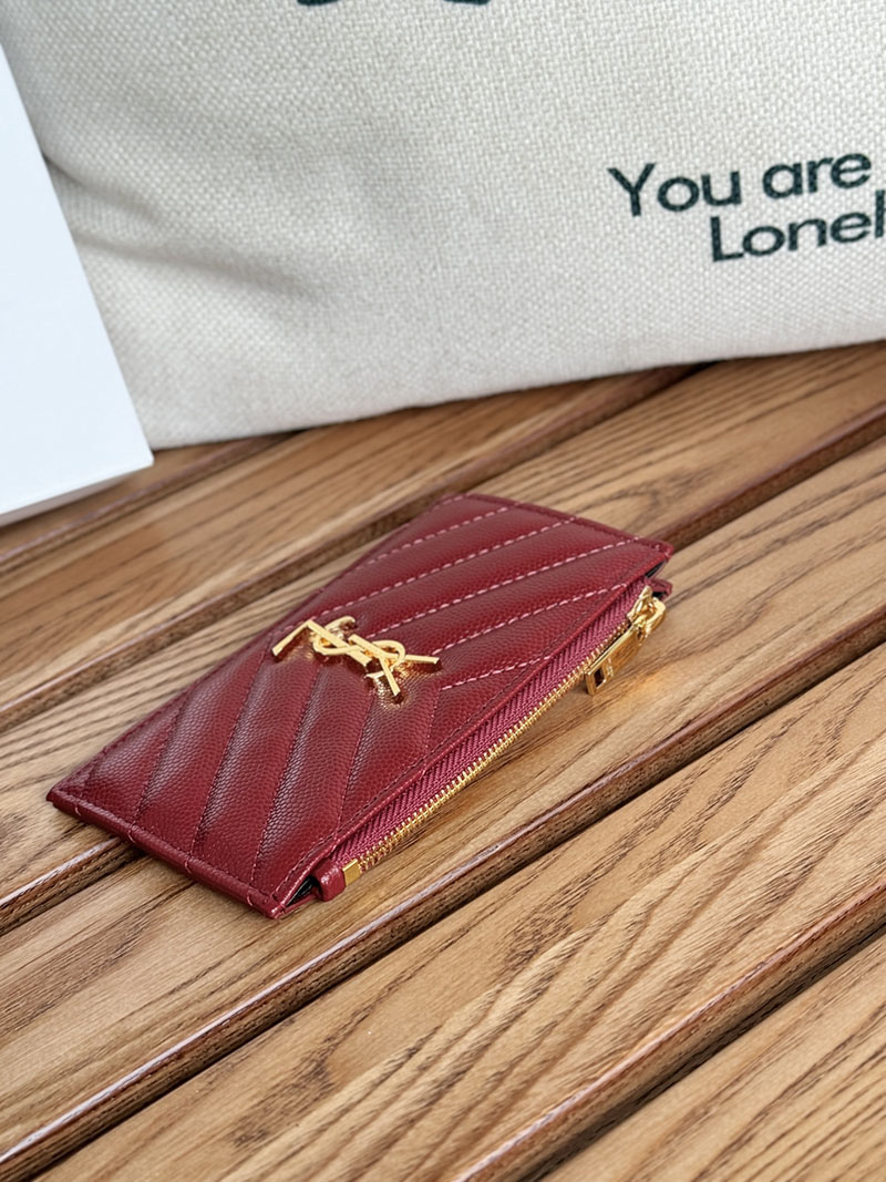 最高級サンローランスーパーコピー YSL モノグラム フラグメント ジップカードケース レディース ROUGE MERLOT 607915BOW016592 カーフスキンレザー ゴールド金具 - 画像 (8)