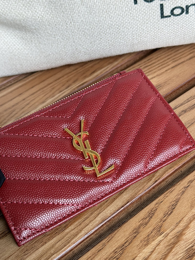 最高級サンローランスーパーコピー YSL モノグラム フラグメント ジップカードケース レディース ROUGE MERLOT 607915BOW016592 カーフスキンレザー ゴールド金具 - 画像 (6)