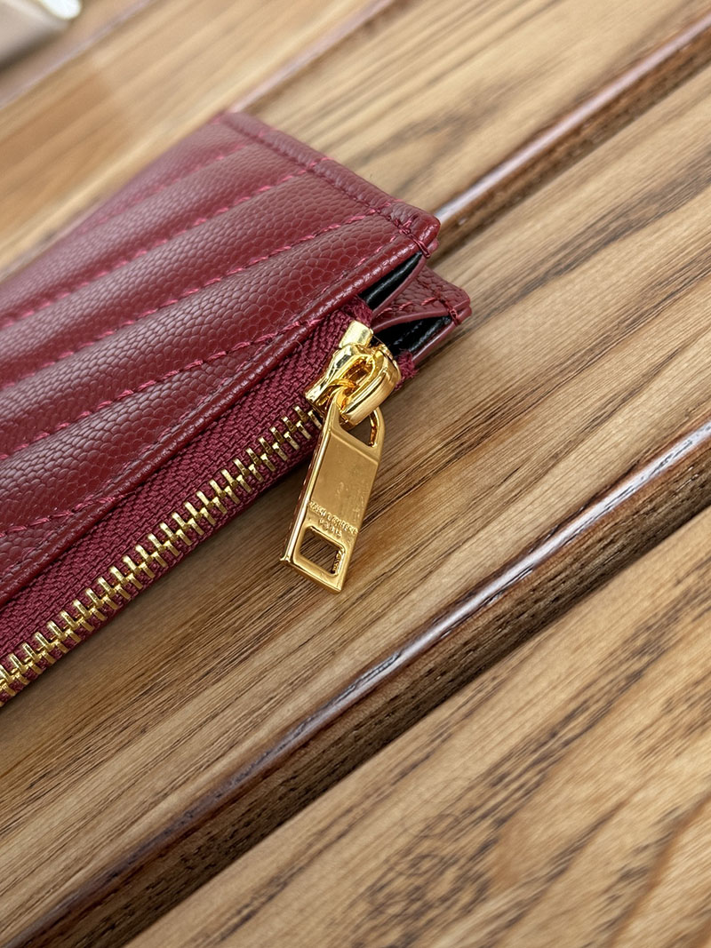 最高級サンローランスーパーコピー YSL モノグラム フラグメント ジップカードケース レディース ROUGE MERLOT 607915BOW016592 カーフスキンレザー ゴールド金具 - 画像 (5)