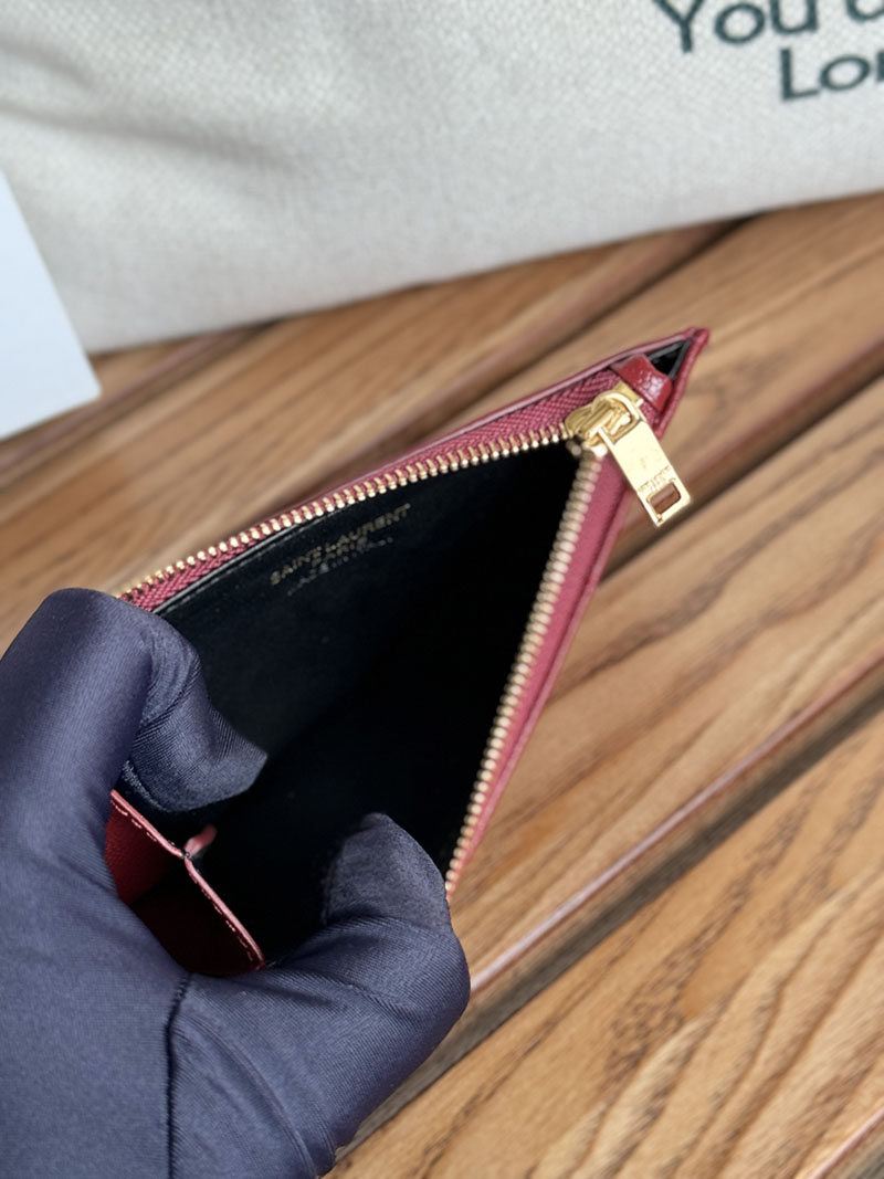 最高級サンローランスーパーコピー YSL モノグラム フラグメント ジップカードケース レディース ROUGE MERLOT 607915BOW016592 カーフスキンレザー ゴールド金具 - 画像 (4)