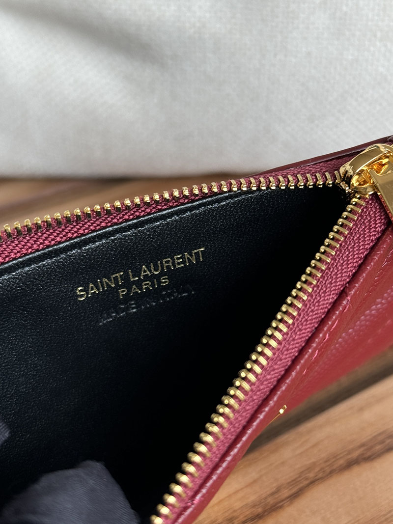最高級サンローランスーパーコピー YSL モノグラム フラグメント ジップカードケース レディース ROUGE MERLOT 607915BOW016592 カーフスキンレザー ゴールド金具 - 画像 (3)