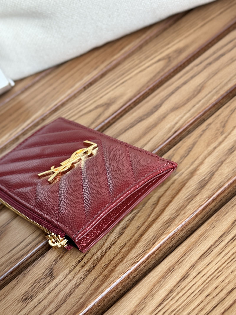 最高級サンローランスーパーコピー YSL モノグラム フラグメント ジップカードケース レディース ROUGE MERLOT 607915BOW016592 カーフスキンレザー ゴールド金具 - 画像 (2)