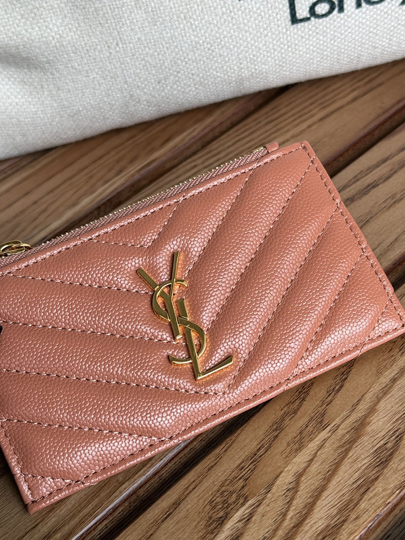 最高級サンローランスーパーコピー YSL モノグラム フラグメント ジップカードケース レディース PALE PINK 607915BOW016920 カーフスキンレザー ゴールド金具 - 画像 (6)