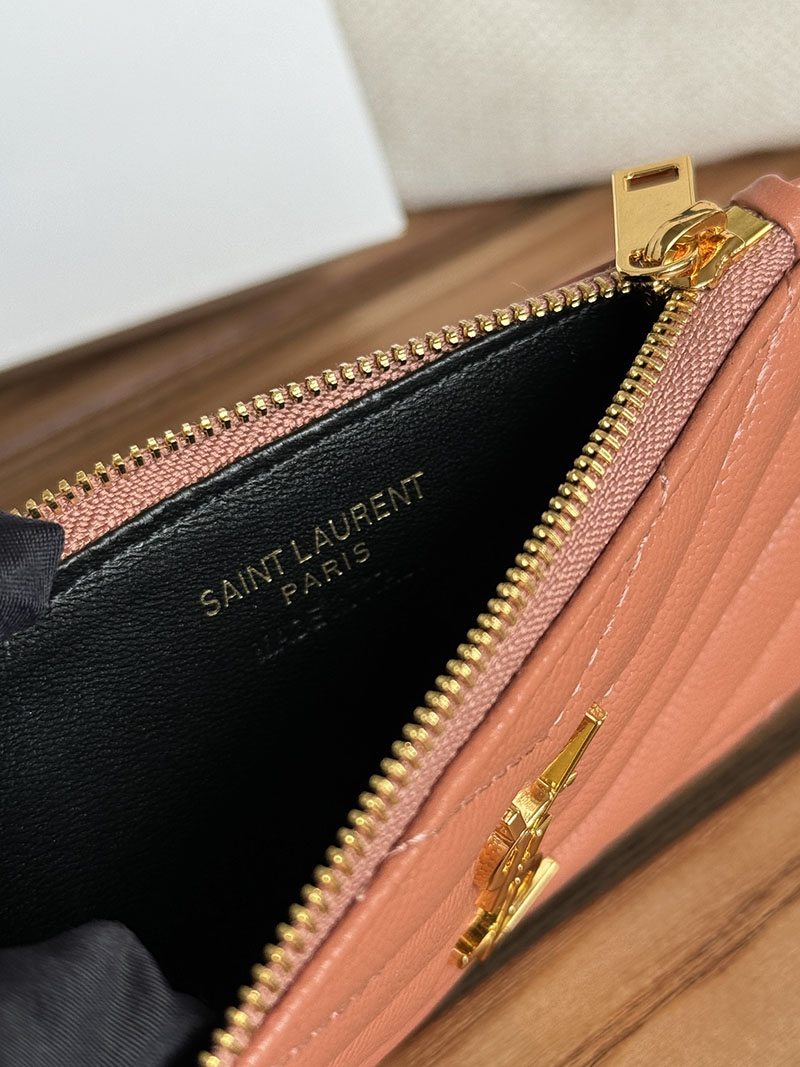 最高級サンローランスーパーコピー YSL モノグラム フラグメント ジップカードケース レディース PALE PINK 607915BOW016920 カーフスキンレザー ゴールド金具 - 画像 (3)