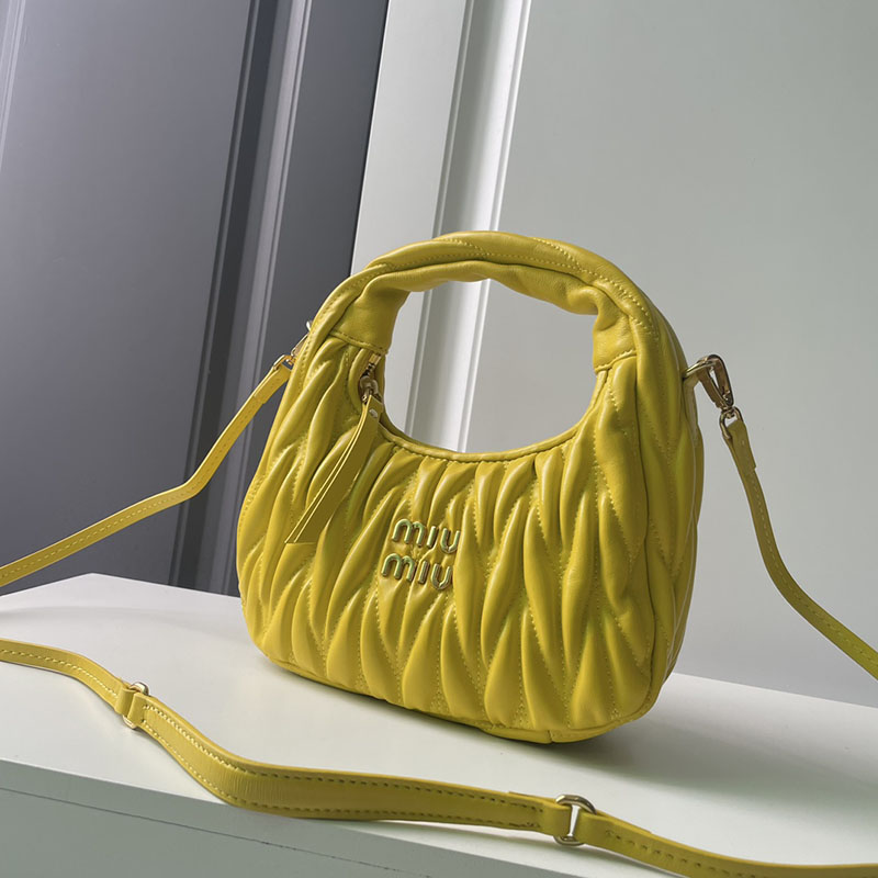 N品 MiuMiu ミュウミュウ ワンダー マテラッセレザー ホーボーバッグ 5BC153_N88_F065Y_V_OOO イエロー ゴールド金具 激安優良店 - 画像 (9)