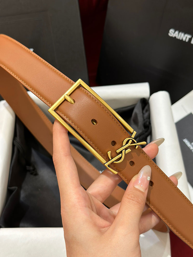 最高級サンローランスーパーコピー サンローランベルトコピー カサンドラ ベルト ブラウン 789588AACYT2536 カーフスキンレザー ゴールド金具 - 画像 (4)