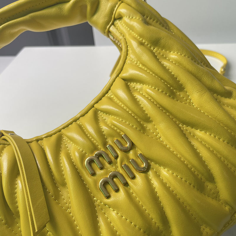 N品 MiuMiu ミュウミュウ ワンダー マテラッセレザー ホーボーバッグ 5BC153_N88_F065Y_V_OOO イエロー ゴールド金具 激安優良店 - 画像 (6)