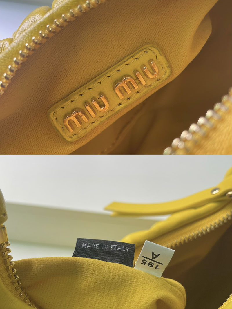 N品 MiuMiu ミュウミュウ ワンダー マテラッセレザー ホーボーバッグ 5BC153_N88_F065Y_V_OOO イエロー ゴールド金具 激安優良店 - 画像 (2)