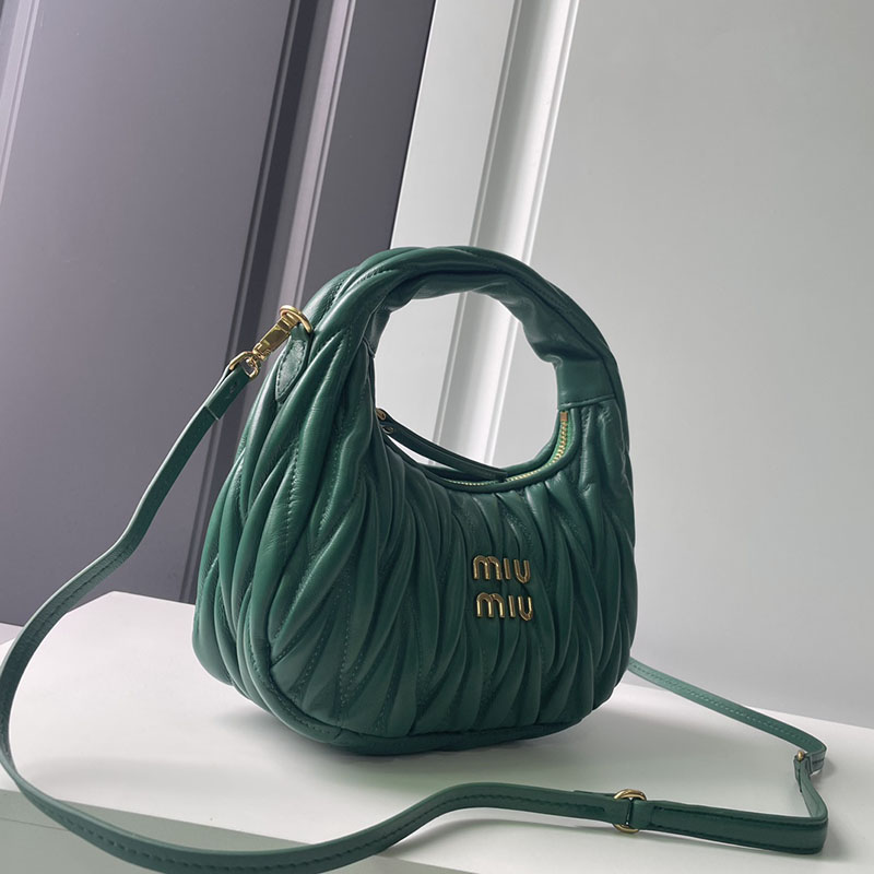 N品 MiuMiu ミュウミュウ ワンダー マテラッセレザー ホーボーバッグ 5BC153_N88_F0K41_V_OOO ブルーグリーン ゴールド金具 激安優良店 - 画像 (7)